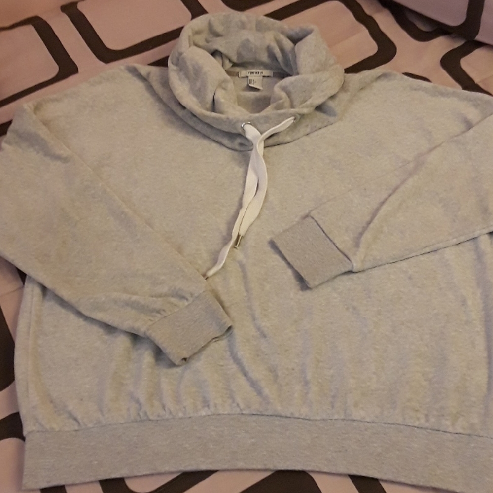 EUC Forever 21 Womens Velour Cowl Neck Top in Grey